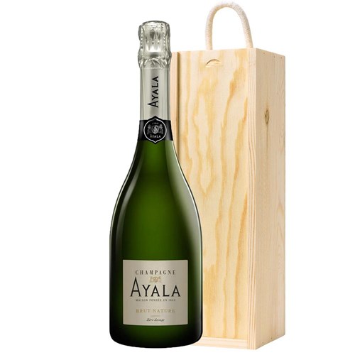 Ayala Brut Nature Champagne 75cl In Pine Wooden Gift Box